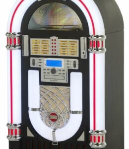 Jukebox Rockola Tocadiscos (Reproductor memoria USB, SD, AUX CD, radio AM/FM)